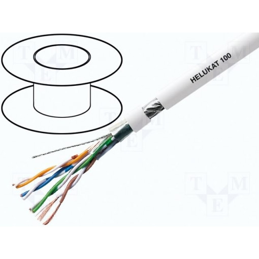 81278; Wire; HELUKAT® 100,F/UTP; 5e; stranded; Cu; 4x2x26AWG; FRNC; grey; HELUKABEL