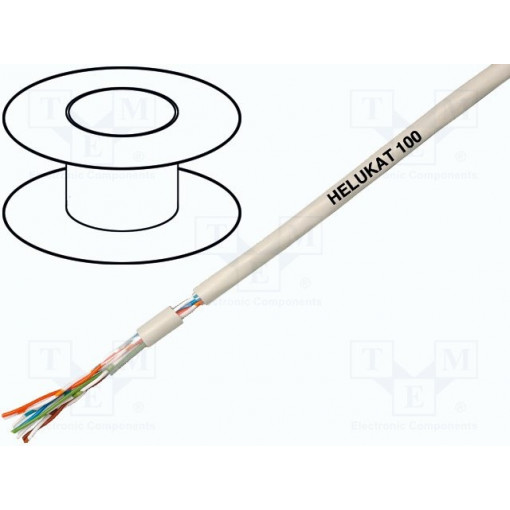 80055; Wire; HELUKAT® 100,U/UTP; 5e; stranded; Cu; 4x2x26AWG; PVC; grey; HELUKABEL