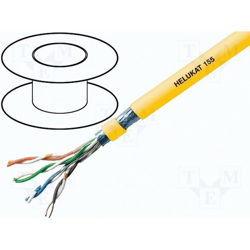 80043; Wire; HELUKAT® 155,F/UTP; 5e; solid; Cu; 4x2x24AWG; PVC; yellow; HELUKABEL