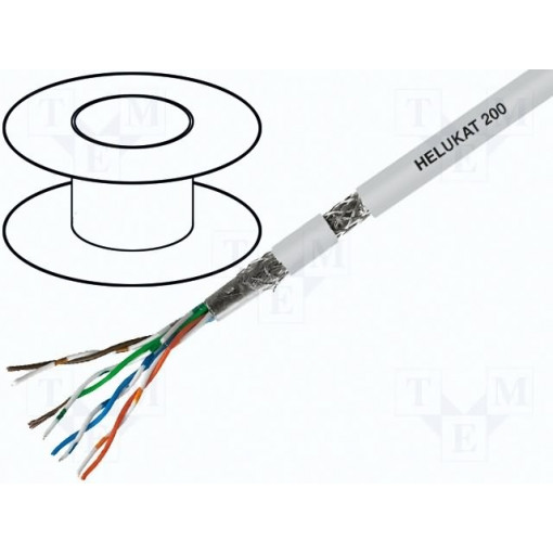 81254; Wire; HELUKAT® 200,SF/UTP; 5e; stranded; Cu; 4x2x26AWG; FRNC; grey; HELUKABEL