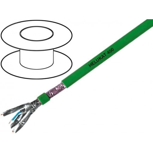 82501; Wire; HELUKAT® 450,S/FTP; 6; solid; Cu; 4x2x24AWG; FRNC; green; 100m; HELUKABEL
