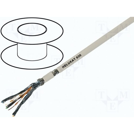 80294; Wire; HELUKAT® 600,S/FTP; 7; stranded; Cu; 4x2x26AWG; FRNC; grey; HELUKABEL