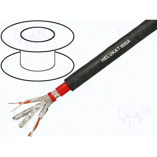 801147; Wire; HELUKAT® 600A,S/FTP; 7; solid; Cu; 4x2x23AWG; PVC; black; 100m; HELUKABEL
