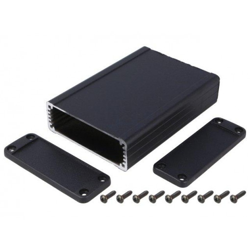 1457J1201EBK; Enclosure: shielding; X: 84mm; Y: 120mm; Z: 28mm; aluminium; black; HAMMOND