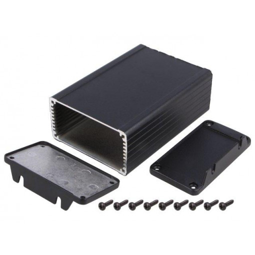 1457K1202EBK; Enclosure: shielding; X: 84mm; Y: 120mm; Z: 44mm; aluminium; black; HAMMOND