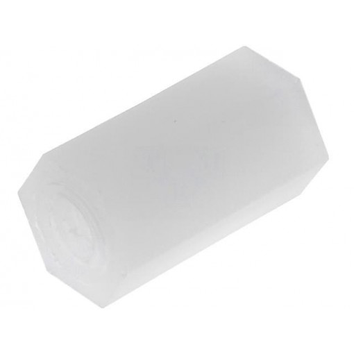 HP-10; Screwed spacer sleeve; hexagonal; polyamide; M3; 10mm; FIX&FASTEN HP-10; Screwed spacer sleeve; hexagonal; polyamide; M3; 10mm; FIX&FASTEN