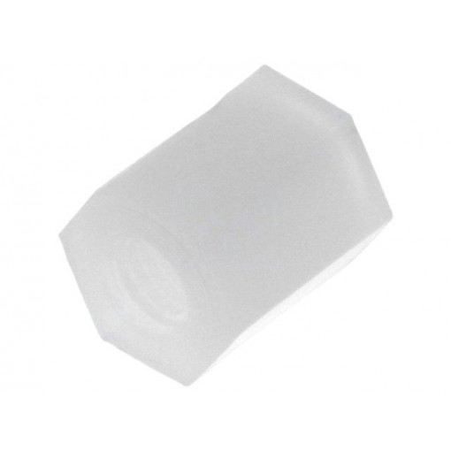 HP-7; Screwed spacer sleeve; hexagonal; polyamide; M3; 7mm; FIX&FASTEN
