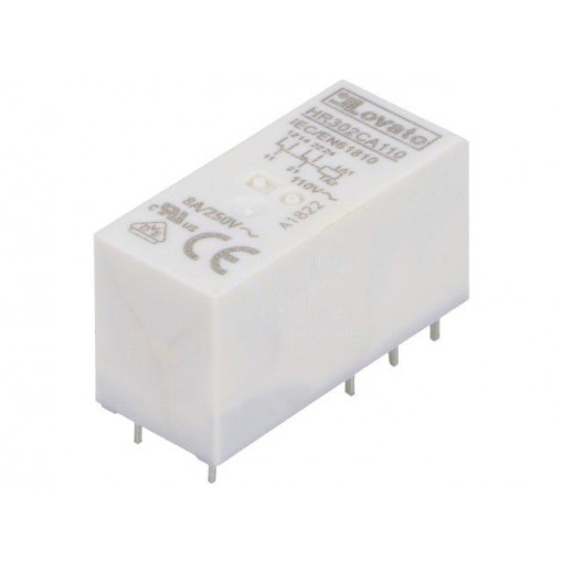 HR302CA110; Relay: electromagnetic; DPDT; Ucoil: 110VAC; 8A/250VAC; 8A/30VDC; LOVATO ELECTRIC
