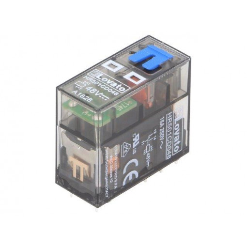 HR501CD048; Relay: electromagnetic; SPDT; Ucoil: 48VDC; 16A/250VAC; 12A/30VDC; LOVATO ELECTRIC