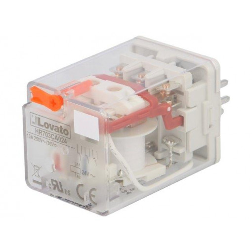 HR703CA024; Relay: electromagnetic; 3PDT; Ucoil: 24VAC; 10A/250VAC; 10A/30VDC; LOVATO ELECTRIC