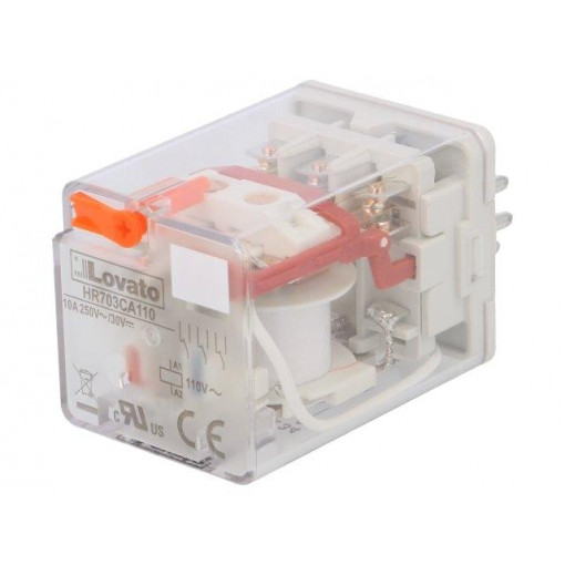 HR703CA110; Relay: electromagnetic; 3PDT; Ucoil: 110VAC; 10A/250VAC; 10A/30VDC; LOVATO ELECTRIC