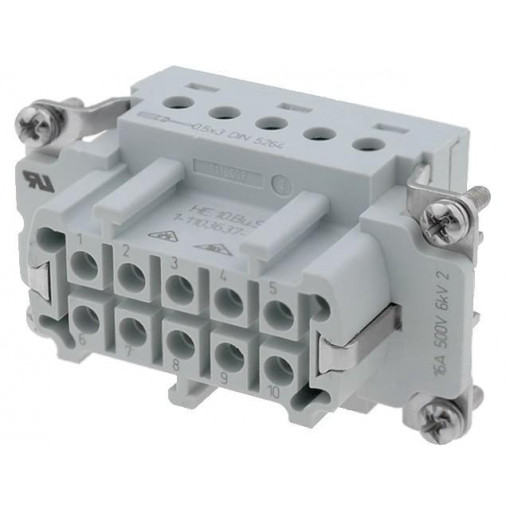 1-1103637-1; Connector: HDC; female; HTS HE; PIN: 10; 10+PE; size 4; 16A; 400V; TE Connectivity
