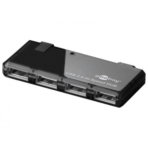 95670; Hub USB; USB 1.1,USB 2.0; black; Number of ports: 4; 480Mbps; 0.4m; Goobay