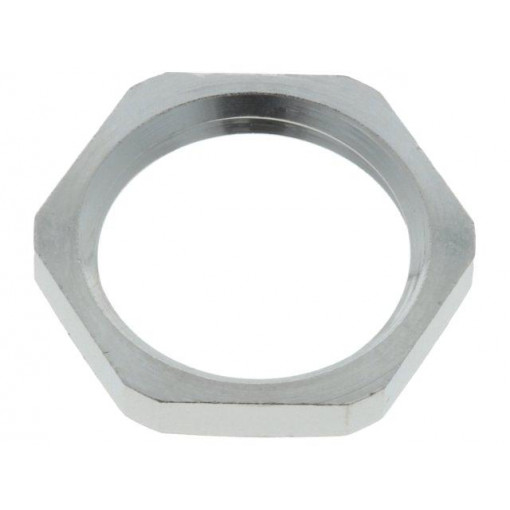 1.161.0900.01; Nut; PG9; brass; nickel; Thk: 2.8mm; Spanner: 18mm; Thread: PG; HUMMEL