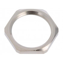 1.161.2000.50; Nut; M20; brass; nickel; Thk: 3mm; Spanner: 23mm; Thread: metric; HUMMEL 1.161.2000.50; Nut; M20; brass; nickel; Thk: 3mm; Spanner: 23mm; Thread: metric; HUMMEL