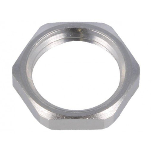 1.167.0700.01; Nut; with earthing; PG7; brass; nickel; Thk: 2.8mm; Spanner: 15mm; HUMMEL