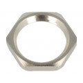 1.167.0900.01; Nut; with earthing; PG9; brass; nickel; Thk: 2.8mm; Spanner: 18mm; HUMMEL