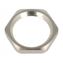 1.167.0900.01; Nut; with earthing; PG9; brass; nickel; Thk: 2.8mm; Spanner: 18mm; HUMMEL