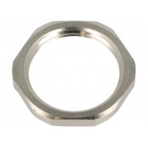 1.167.2500.50; Nut; with earthing; M25; brass; nickel; Thk: 3.5mm; Spanner: 30mm; HUMMEL