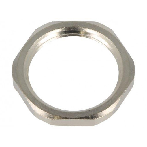 1.167.2500.50; Nut; with earthing; M25; brass; nickel; Thk: 3.5mm; Spanner: 30mm; HUMMEL