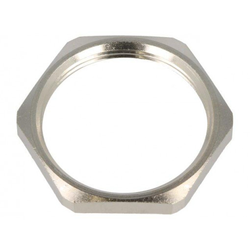 1.167.3200.50; Nut; with earthing; M32; brass; nickel; Thk: 4.5mm; Spanner: 36mm; HUMMEL
