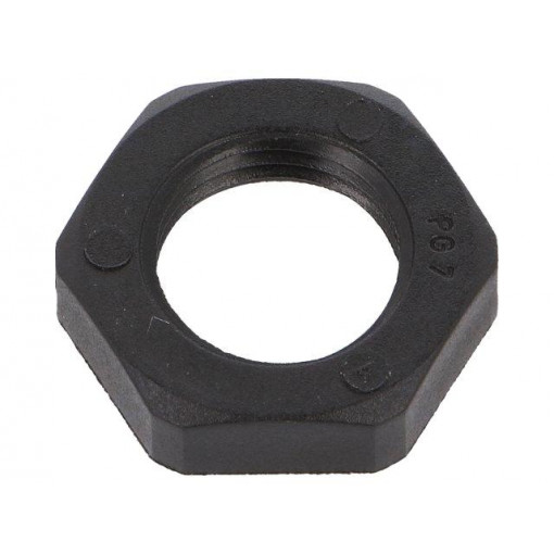 1.262.0701.11; Nut; PG7; polyamide; UL94V-0; Thk: 5mm; Spanner: 19mm; black; HUMMEL