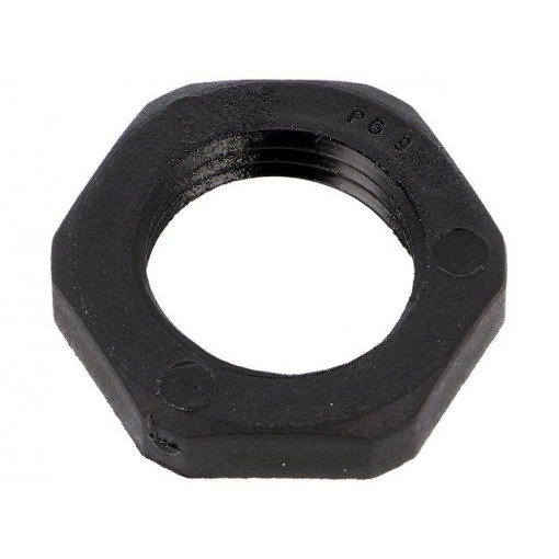 1.262.0901.11; Nut; PG9; polyamide; UL94V-0; Thk: 5mm; Spanner: 22mm; black; HUMMEL