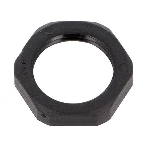 1.262.1101.11; Nut; PG11; polyamide; UL94V-0; Thk: 5mm; Spanner: 24mm; black; HUMMEL