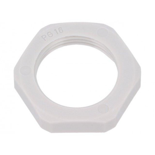1.262.1600.11; Nut; PG16; polyamide; UL94V-0; Thk: 6mm; Spanner: 30mm; grey; HUMMEL