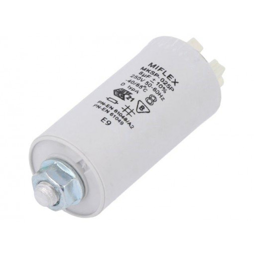 I520U580K-F0Ż; Capacitor: for discharge lamp; 8uF; 250VAC; ±10%; Ø30x70mm; V: 6; MIFLEX I520U580K-F0Ż; Capacitor: for discharge lamp; 8uF; 250VAC; ±10%; Ø30x70mm; V: 6; MIFLEX