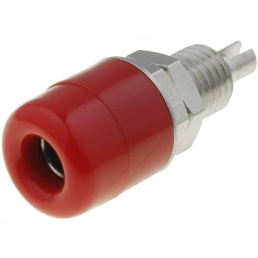 IBU401NI/RT; Socket; 4mm banana; 32A; 60VDC; red; nickel plated; screw,on panel; SCHÜTZINGER