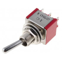 IC2501T1B1M1QE; Switch: toggle; Pos: 2; DPDT; ON-(ON); 5A/125VAC; 5A/28VDC; -30÷85°C; IC SWITCHES