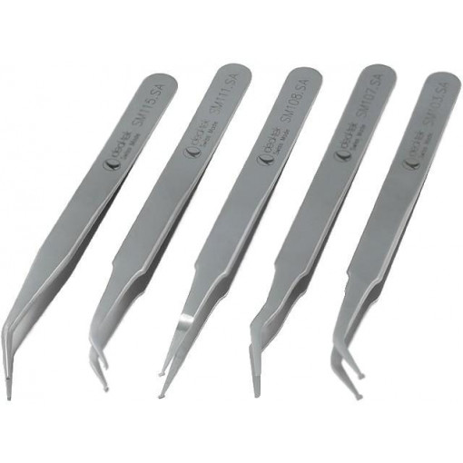K5SMD.SA; Kit: tweezers; Pcs: 5; SMD; 120mm; Package: case; IDEAL-TEK