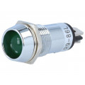 R9-86L-01-12GREEN; Indicator: LED; recessed; 12VDC; Cutout: Ø14.2mm; IP40; brass; SCI R9-86L-01-12GREEN; Indicator: LED; recessed; 12VDC; Cutout: Ø14.2mm; IP40; brass; SCI