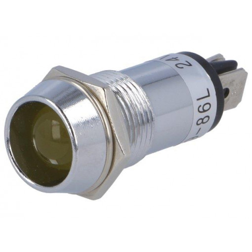 R9-86L-01-12YELLOW; Indicator: LED; recessed; 12VDC; Cutout: Ø14.2mm; IP40; brass; SCI