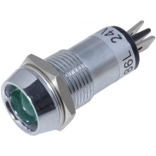 R9-86L-01-24GREEN; Indicator: LED; recessed; 24VDC; Cutout: Ø14.2mm; IP40; brass; SCI