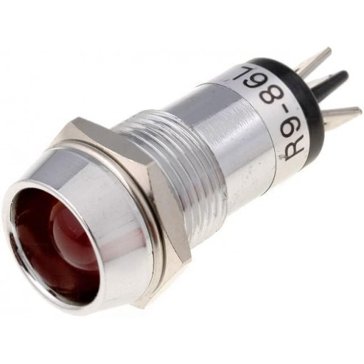 R9-86L-01-24RED; Indicator: LED; recessed; 24VDC; Cutout: Ø14.2mm; IP40; brass; SCI