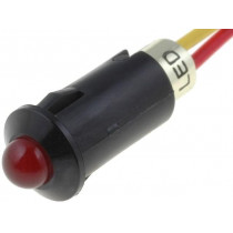 R9-73L-11-12RED; Indicator: LED; prominent; 12VDC; Cutout: Ø8.2mm; IP40; polyamide; SCI