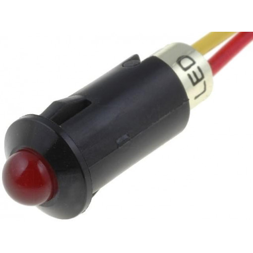R9-73L-11-12RED; Indicator: LED; prominent; 12VDC; Cutout: Ø8.2mm; IP40; polyamide; SCI