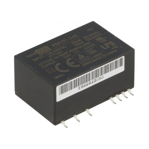 IRM-01-24S; Power supply: switched-mode; modular; 1W; 24VDC; 33.7x22.2x16mm; MEAN WELL