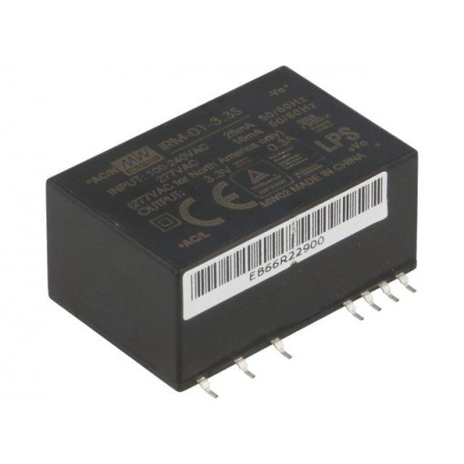 IRM-01-3.3S; Power supply: switched-mode; modular; 1W; 3.3VDC; 33.7x22.2x16mm; MEAN WELL