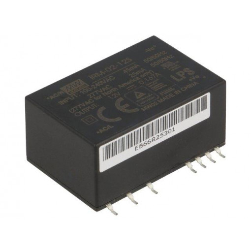 IRM-02-12S; Power supply: switched-mode; modular; 2W; 12VDC; 33.7x22.2x16mm; MEAN WELL