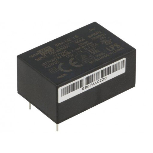 IRM-02-15; Power supply: switched-mode; modular; 2W; 15VDC; 33.7x22.2x15mm; MEAN WELL