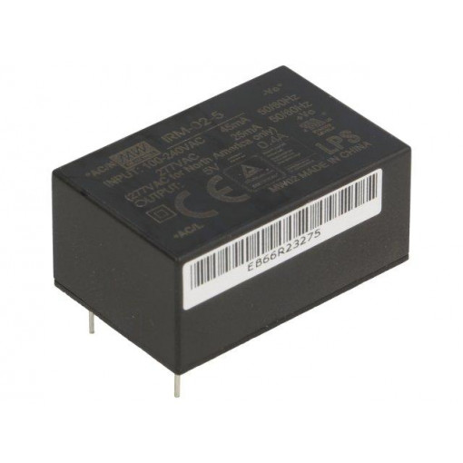 IRM-02-5; Power supply: switched-mode; modular; 2W; 5VDC; 33.7x22.2x15mm; MEAN WELL
