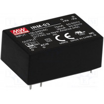 IRM-03-3.3; Power supply: switched-mode; modular; 3W; 3.3VDC; 37x24x15mm; 0.9A; MEAN WELL