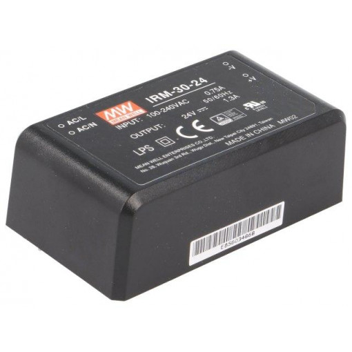 IRM-30-24; Power supply: switched-mode; modular; 31.2W; 24VDC; 69.5x39x24mm; MEAN WELL