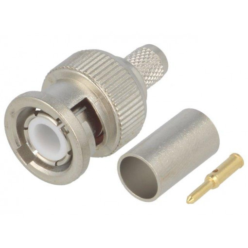 J01000A0049; Plug; BNC; male; straight; 50Ω; crimped; for cable; teflon; TELEGÄRTNER J01000A0049; Plug; BNC; male; straight; 50Ω; crimped; for cable; teflon; TELEGÄRTNER