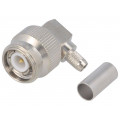 J01010A0006; Plug; TNC; male; angled 90°; 50Ω; RG142,RG223,RG400; for cable; TELEGÄRTNER