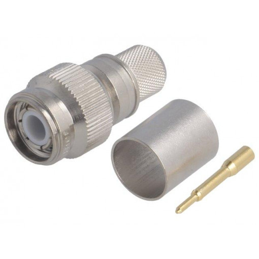 J01010A0052; Plug; TNC; male; straight; 50Ω; RG214; crimped; for cable; teflon; TELEGÄRTNER