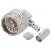 J01020A0035; Plug; N; male; angled 90°; 50Ω; B9907,KX15,LMR195,RG141,RG58C/U; TELEGÄRTNER